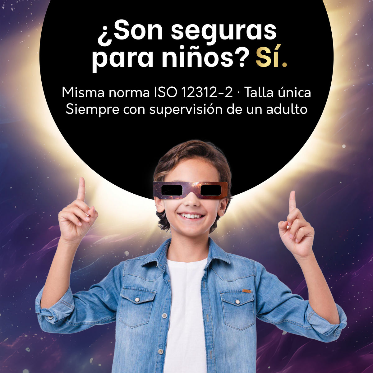 Spanish-language Tember solar eclipse glasses information panel 4 of 6