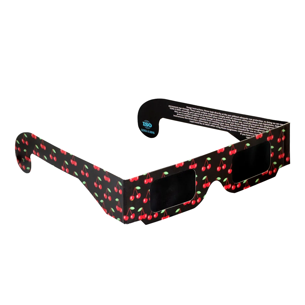 Cherry solar eclipse glasses on a transparent background