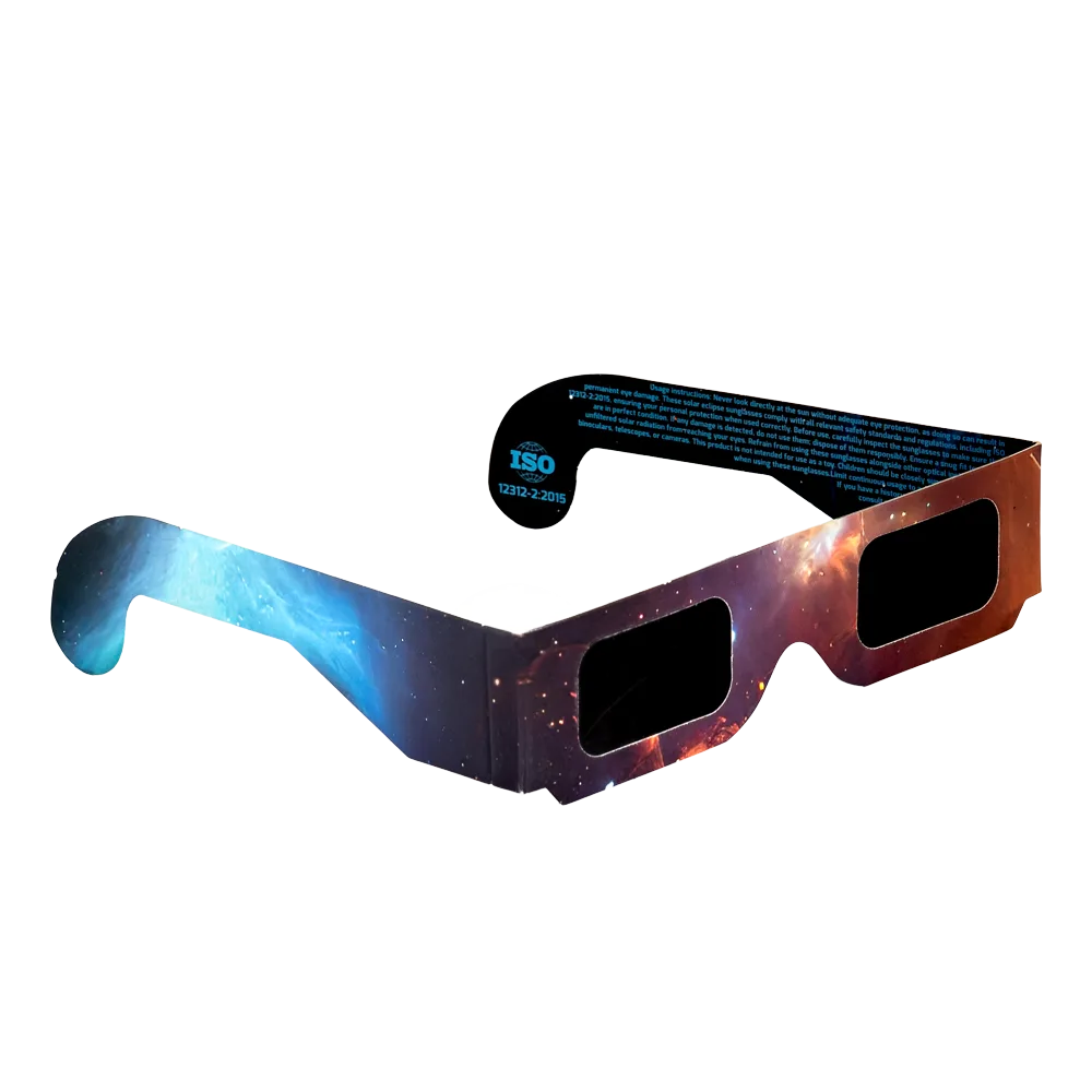 Galaxy solar eclipse glasses on a transparent background