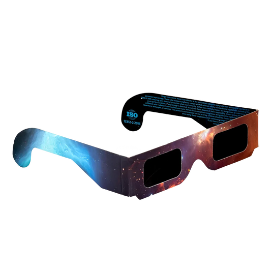 Galaxy solar eclipse glasses on a transparent background