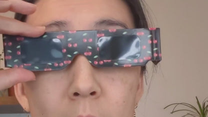 Tember Cherry eclipse glasses fitted over prescription glasses
