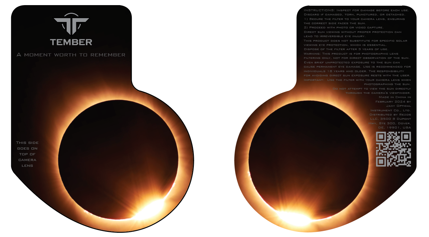Solar filter front and back with transparent background