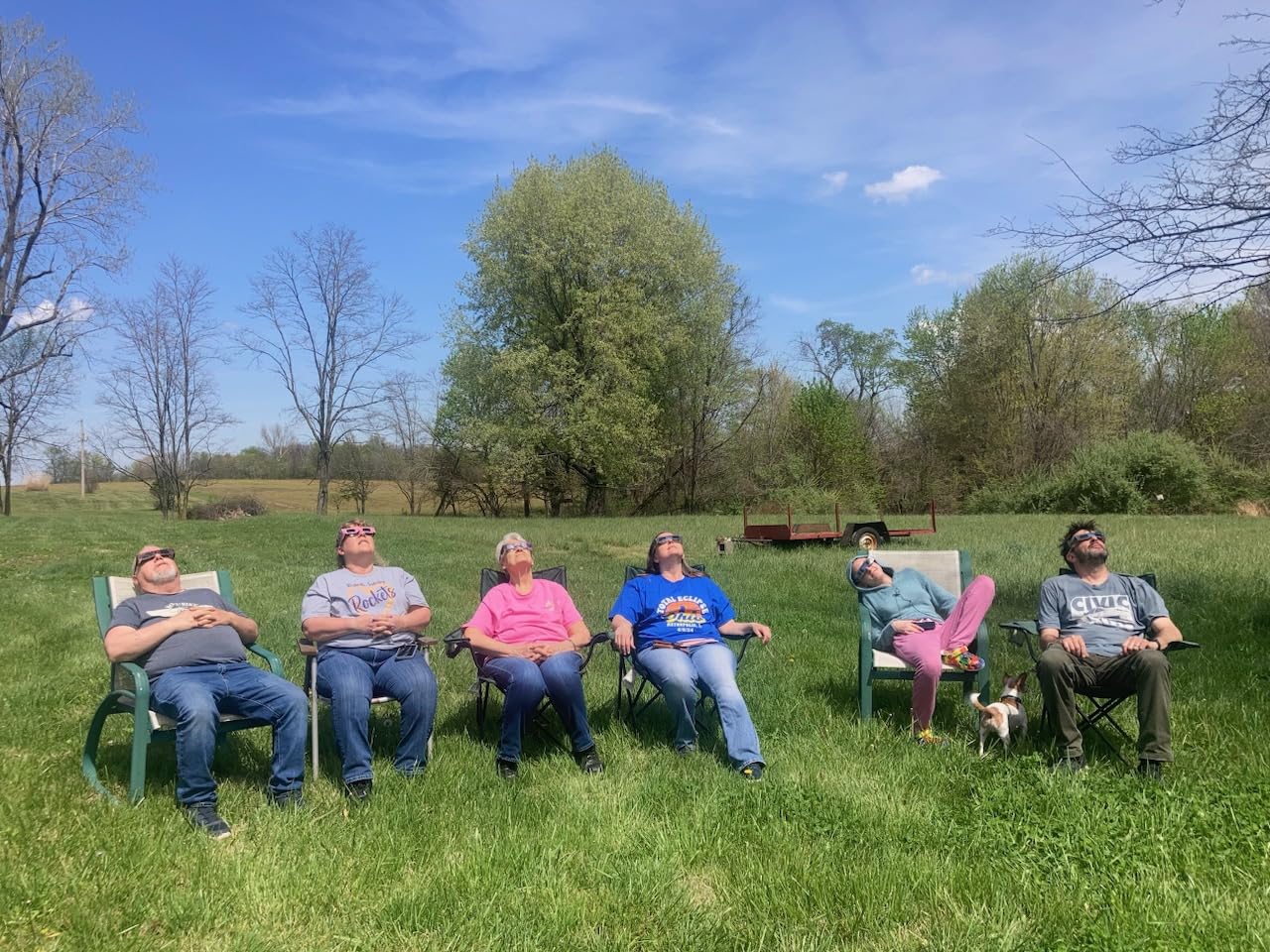 Group viewing a solar eclipse with Tember glasses
